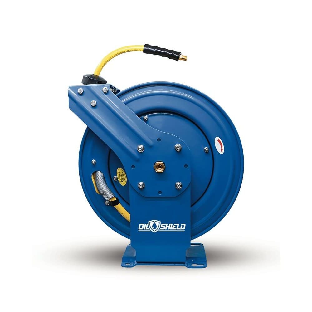 BluBird OilShield 3/8 Inch x 100 Ft. Air Hose Reel Dual Arm Assembly – OSRDA38100