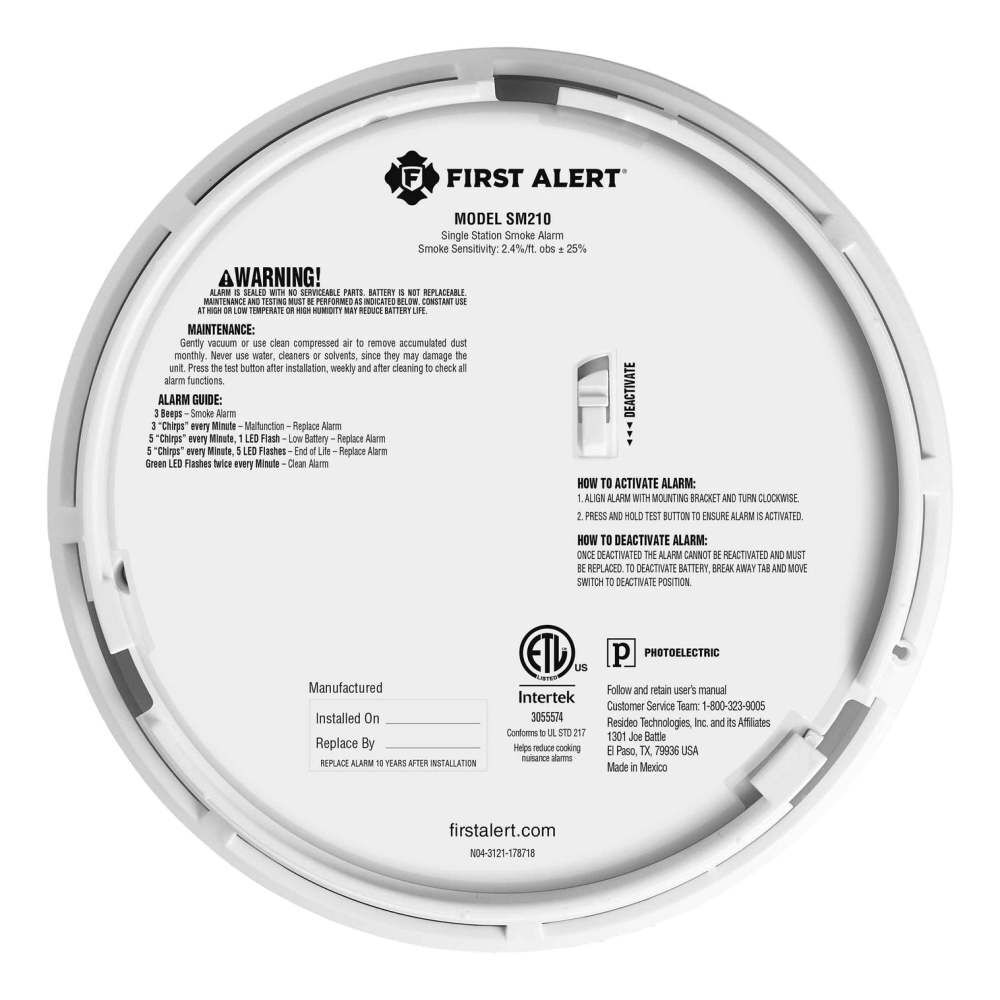 First Alert SM210 Battery Smoke Alarm with Slim Profile Design 2 Pack, large image number 6