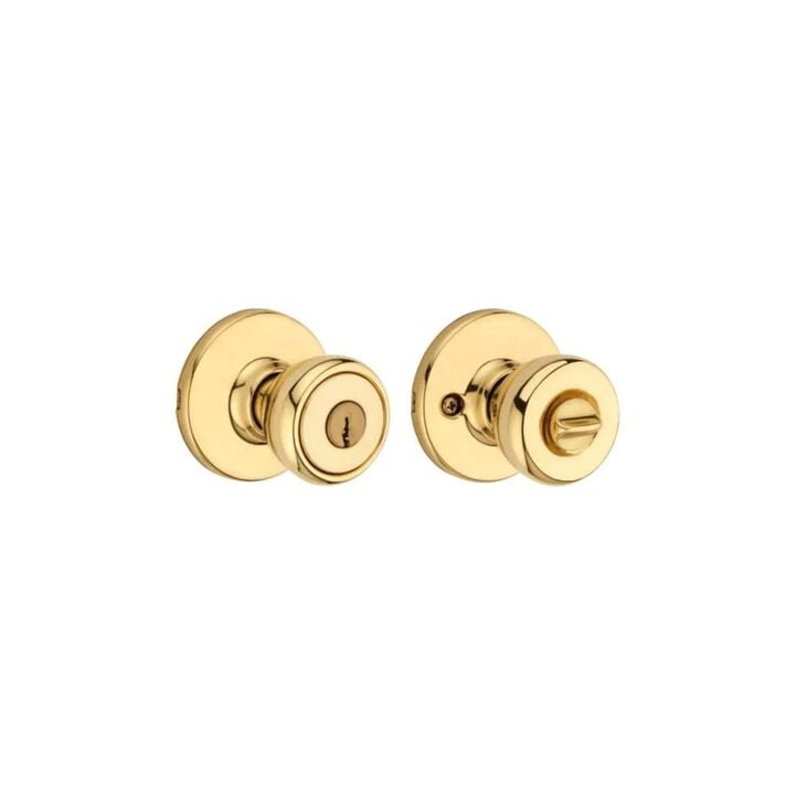 Kwikset Polished Brass Security Keyed Entry Exterior Tylo Lockset Knob, large image number 0