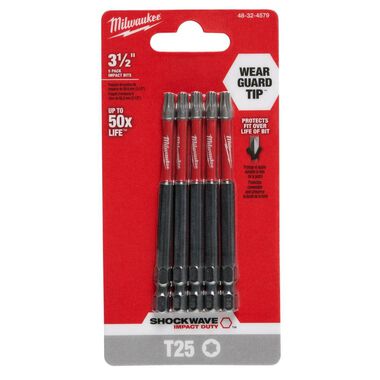 Milwaukee SHOCKWAVE 3.5 in. T25 Impact Driver Bits 5PK, large image number 6