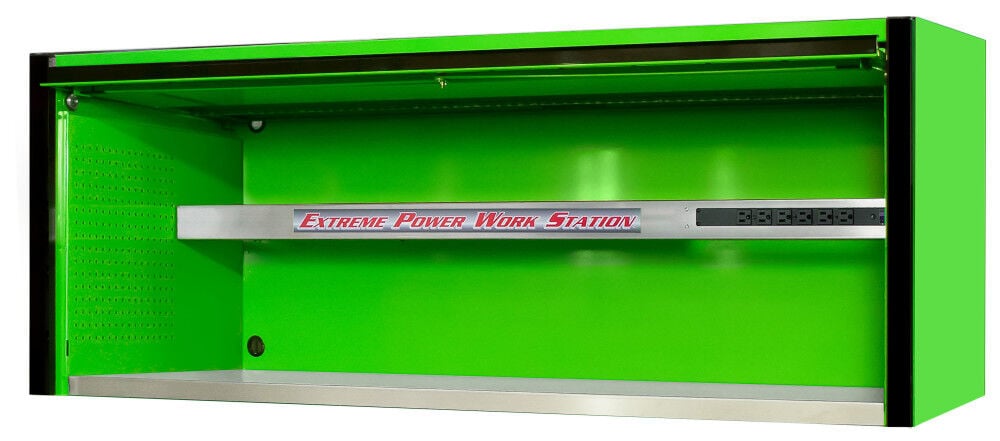 Extreme Tools 72in Green Power Workstation Hutch with Black – EX7201HCQGNBK