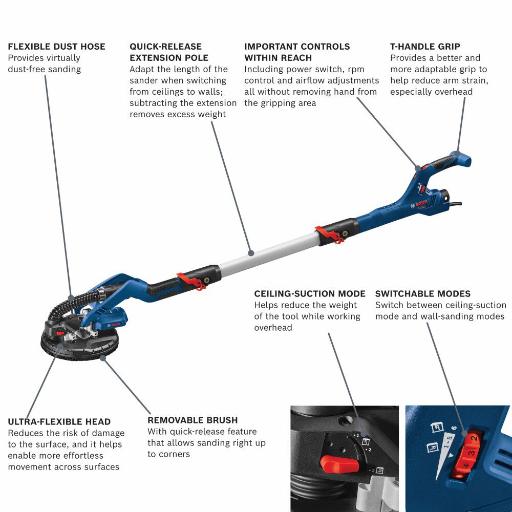 Bosch 9 Inch Drywall Sander Kit, Reconditioned, large image number 2