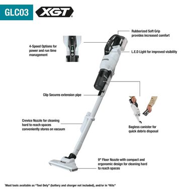 Makita 40V max XGT Cyclonic HEPA Compact Stick Vacuum (Bare Tool), large image number 9