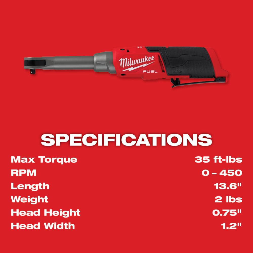 Milwaukee M12 FUEL 1/4inch Extended Reach High Speed Ratchet (Bare Tool), large image number 7