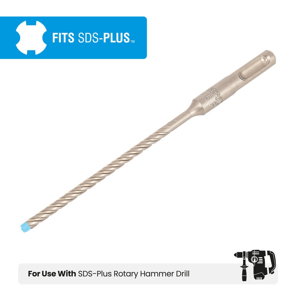 Spyder 3/16 Inch x 6 Inch SDS-Plus Hammer Drill Bit, 4 Full Carbide Cutter, large image number 6