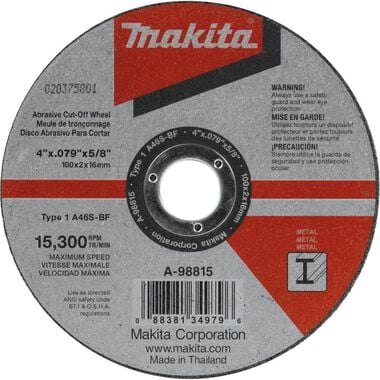 Makita Cut-Off Wheel Metal, 4 Inch x 5/8 Inch, 25pk, large image number 1