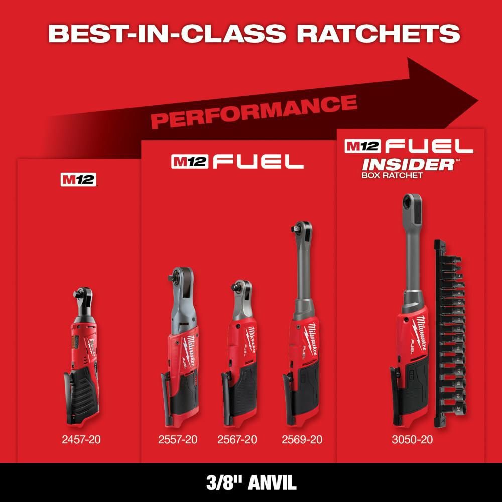 Milwaukee M12 Cordless 3/8 In. Ratchet (Bare Tool), large image number 4