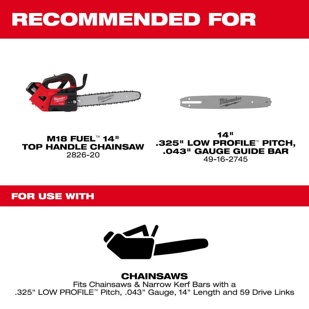 Milwaukee 14inch Top Handle Chainsaw Chain 49 16 2744 Acme Tools