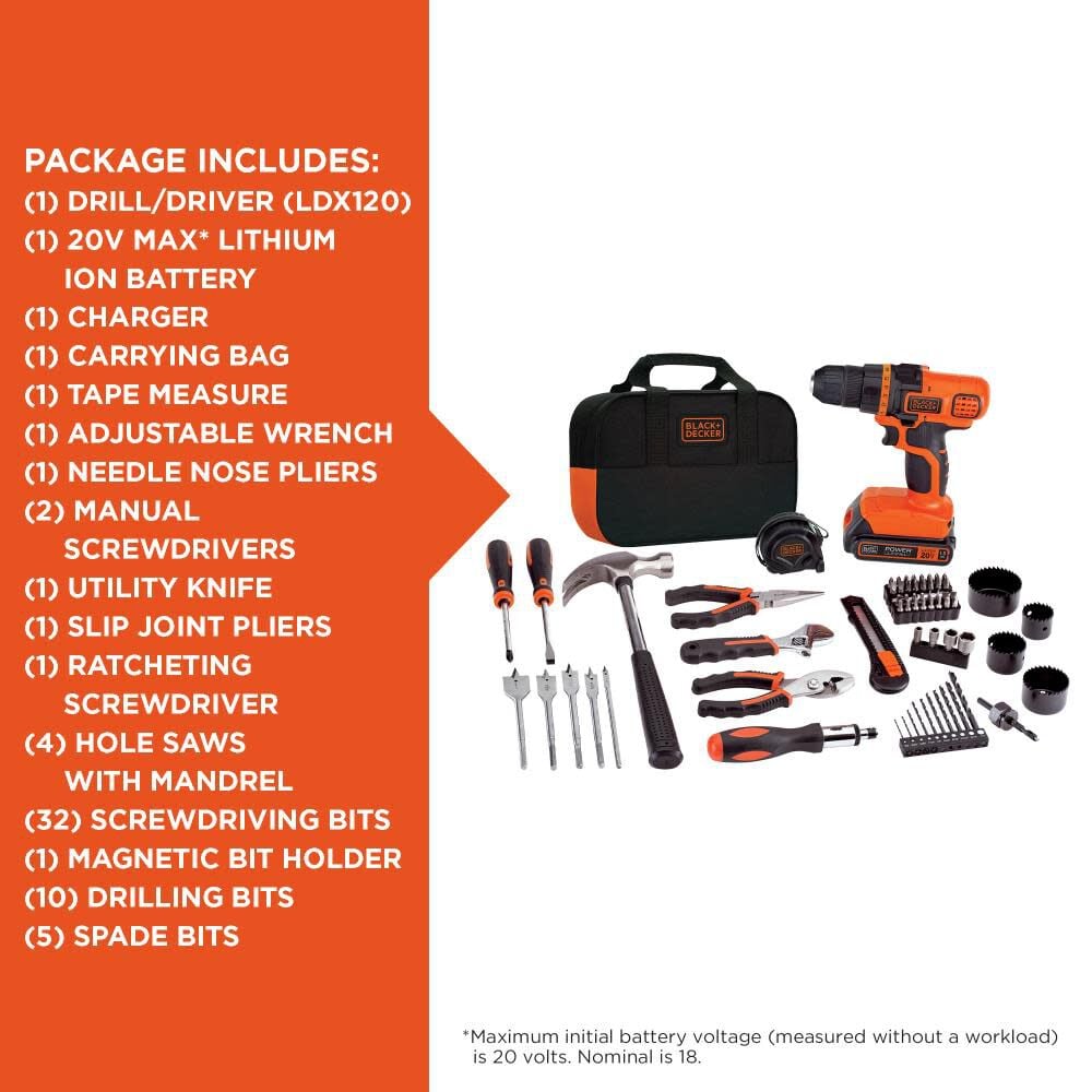 Black & decker 20v max lithium drill and project kit sales