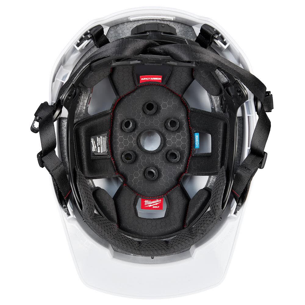 Milwaukee BOLT White Front Brim Safety Helmet with IMPACT ARMOR Liner Type 2 Class E & USB Cooling Fan Bundle, large image number 13