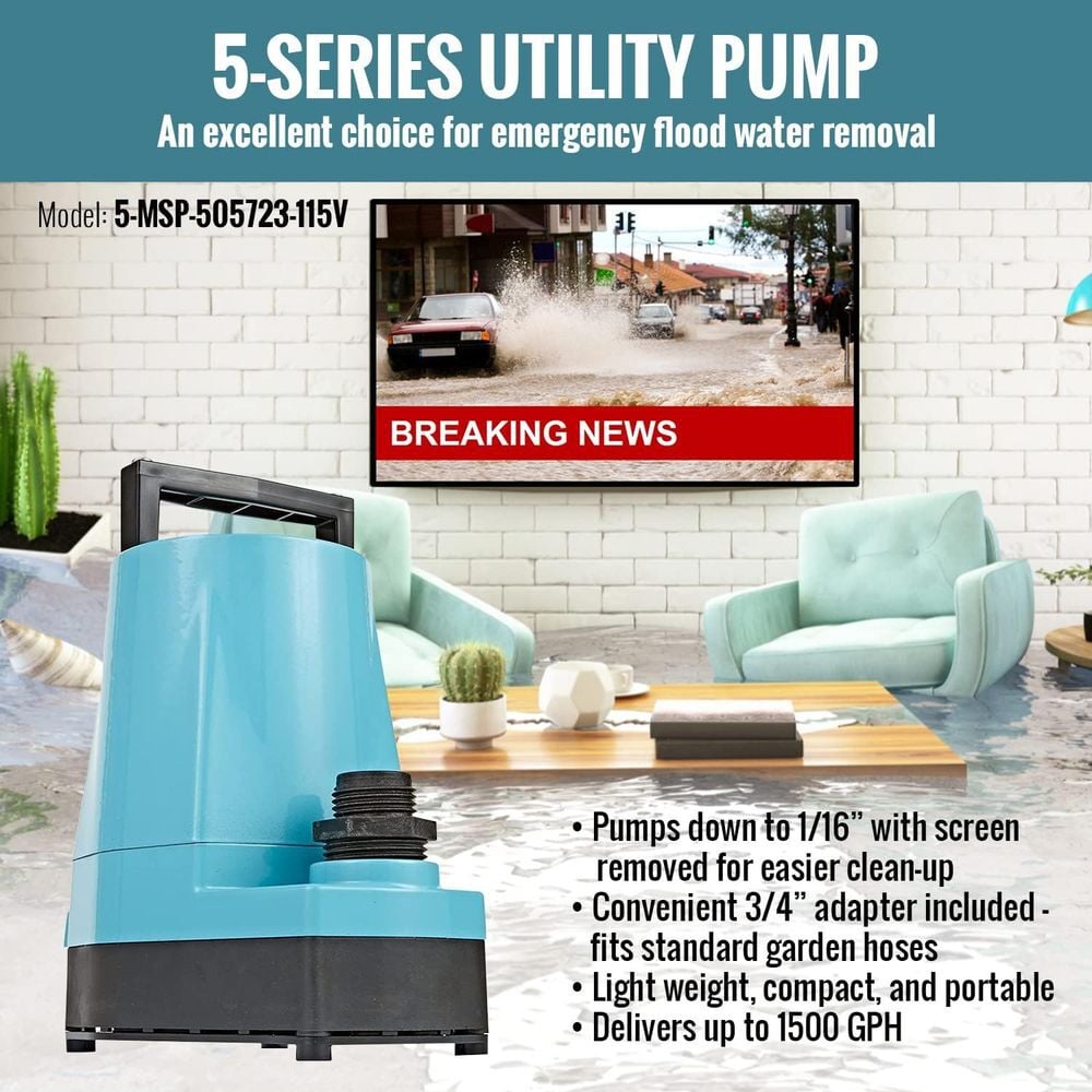 Little Giant Pump 5 Series 115V 1/6HP Corded Manual Switch Submersible Utility Pump, large image number 5