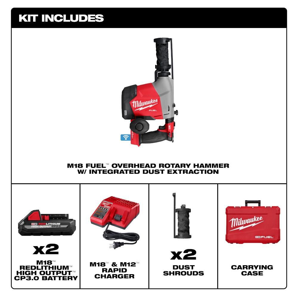 Milwaukee M18 FUEL Overhead Rotary Hammer with Integrated Dust Extraction, large image number 6