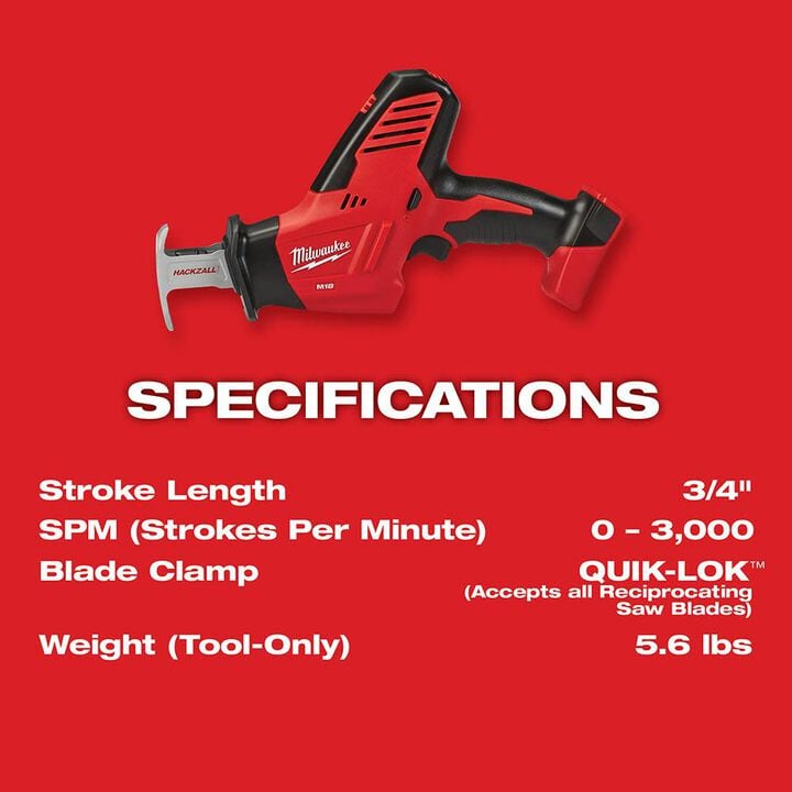 Milwaukee M18 HACKZALL Reciprocating Saw (Bare Tool) - Reconditioned, large image number 2