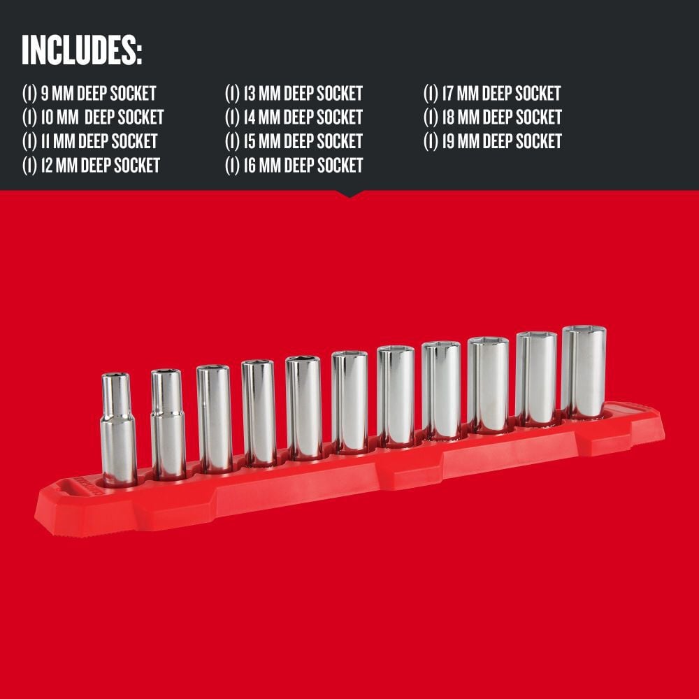 CRAFTSMAN 3/8-in Drive Metric 6 Point Deep Socket Set, 11pc – CMMT12045