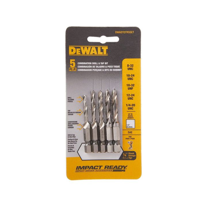 DEWALT 5Pc Drill Tap Set 1/4-In Capacity, large image number 2