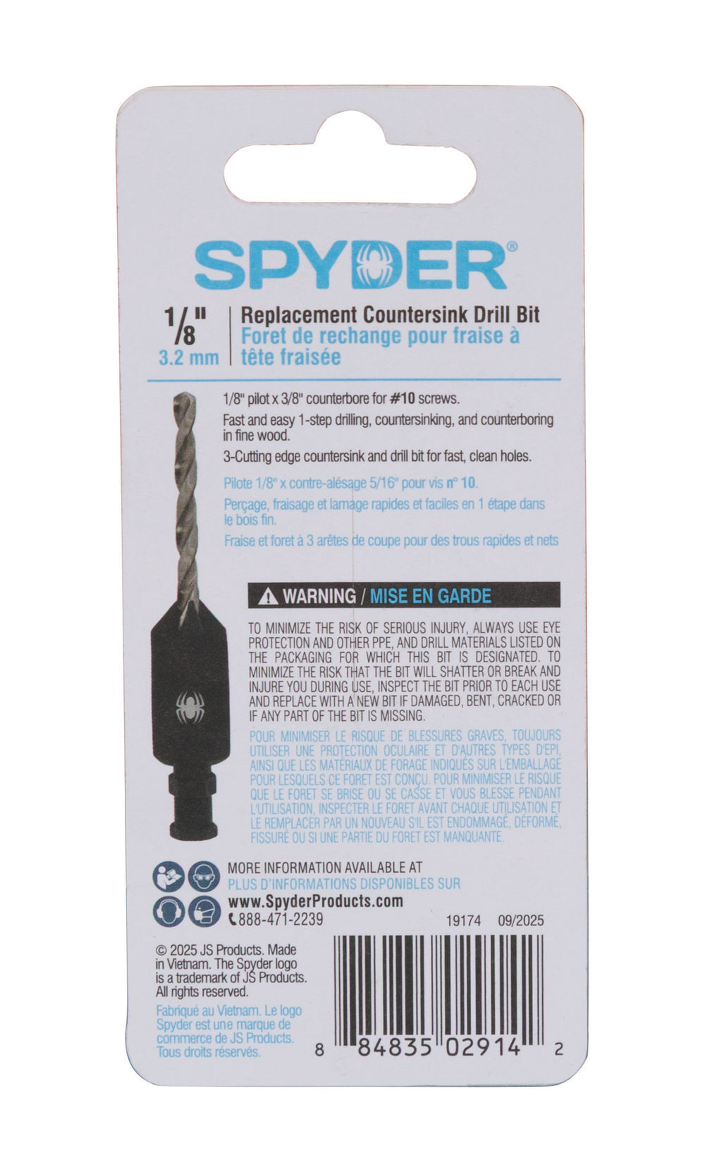 Spyder 1/8 Inch #10 Countersink Twist Drill Bit, 3/8 Inch Counterbore, large image number 5