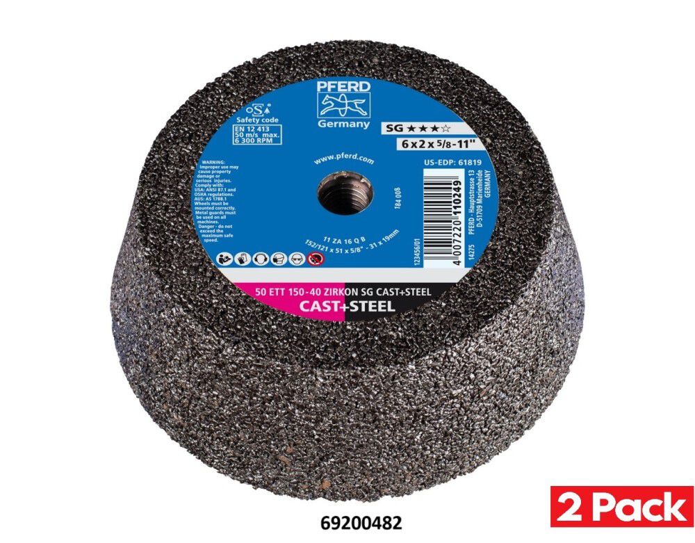 Pferd 6 Inch x 4-3/4 Inch x 5/8-11 Inch, SG STEEL and CAST, T11, Cup Wheel Brush Bundle, 2 Pieces, large image number 2