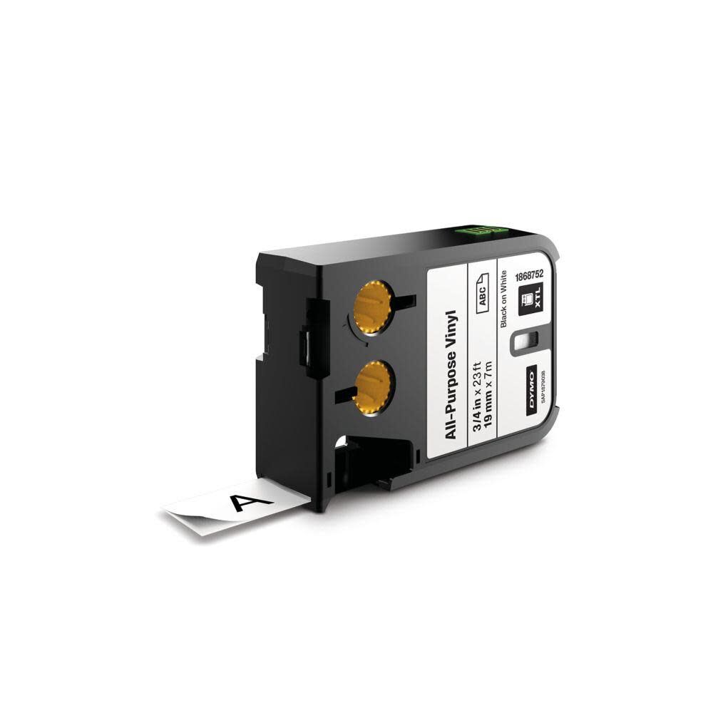 Dymo XTL 3/4 In. (19 mm) All-Purpose Vinyl Black On White, large image number 1
