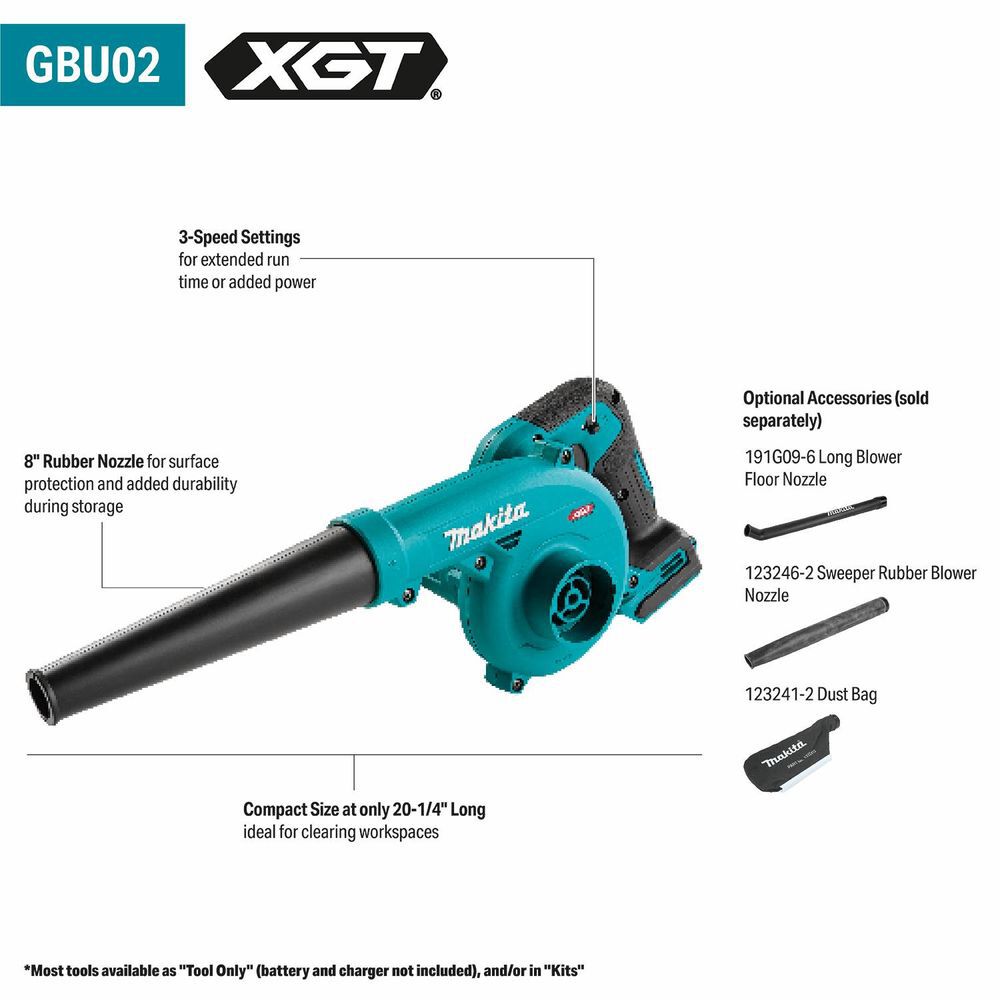 Makita 40V Max XGT Cordless Compact Blower (Bare Tool), large image number 9