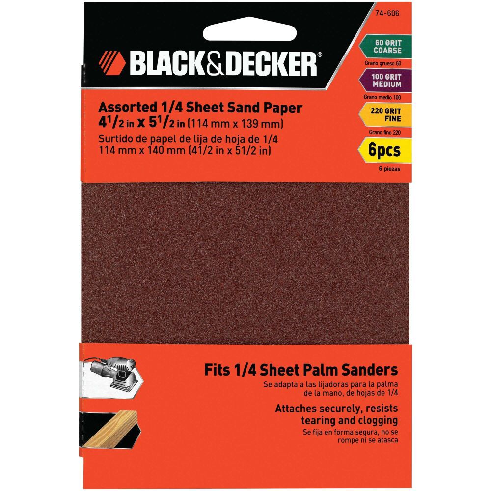 Black and Decker Sandpaper Assortment 1/4 in Sheet 6pk, large image number 4