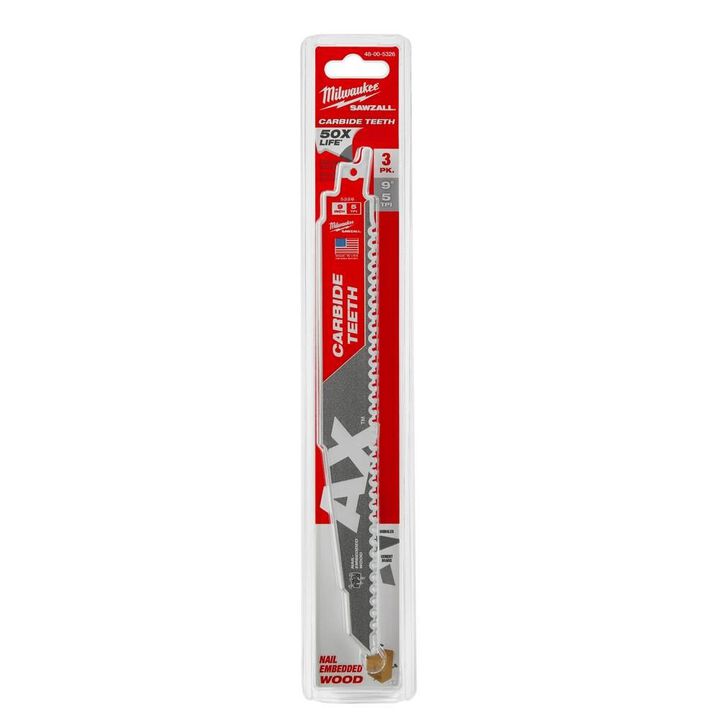 Milwaukee 9 in. 5 TPI The Ax Carbide Teeth SAWZALL Blades 3PK, large image number 10