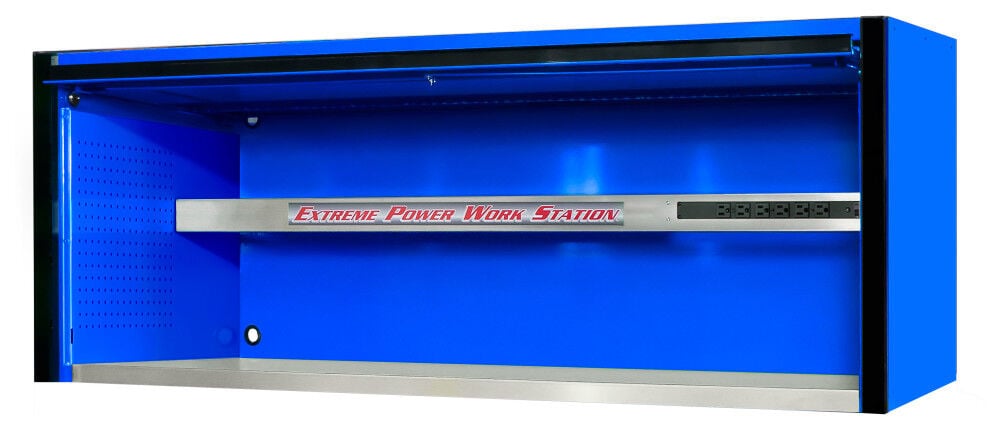 Extreme Tools 72in Blue Power Workstation Hutch with Black – EX7201HCQBLBK