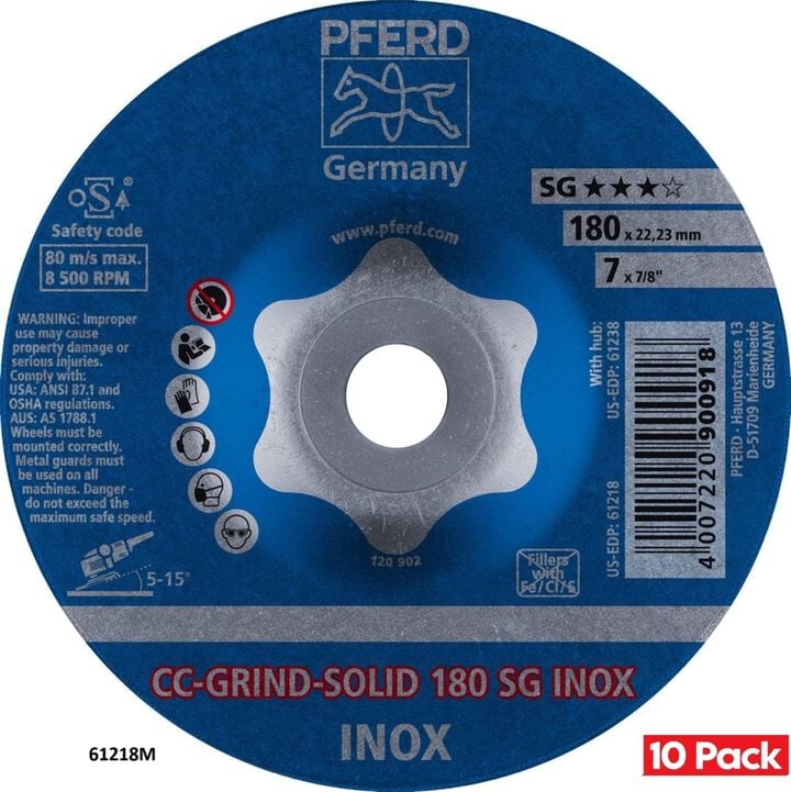 Pferd CC-GRIND 7 Inch CO-COOL Ceramic Grinding Disc Bundle, 10 Pieces, large image number 1