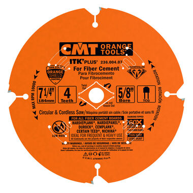 CMT 7-1/4 In x 4 x 5/8 In Diamond Saw Blades for Fiber Cement Products