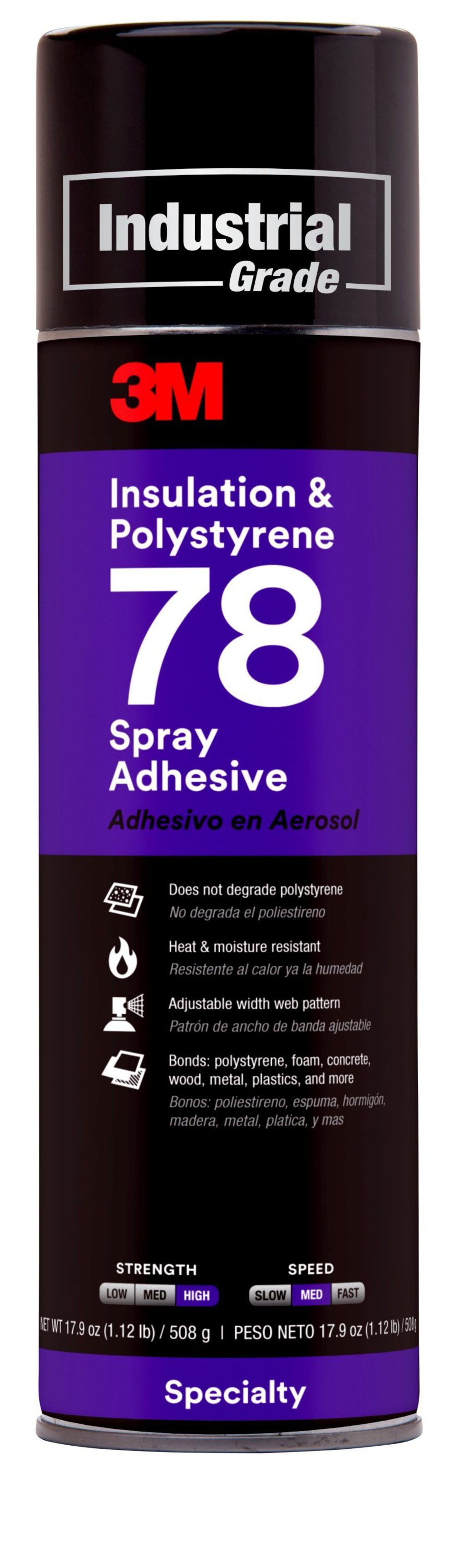 3M Polystyrene Insulation 78 Spray Adhesive Clear Net Wt 17.9 oz – 41593