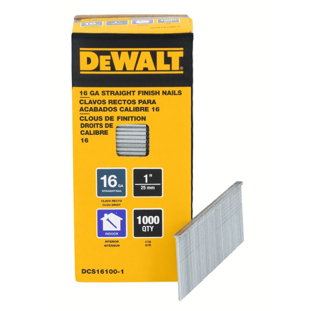 DEWALT 1 Inch 16 Gauge Straight Finish Nails, 1000 Pieces – DCS16100-1