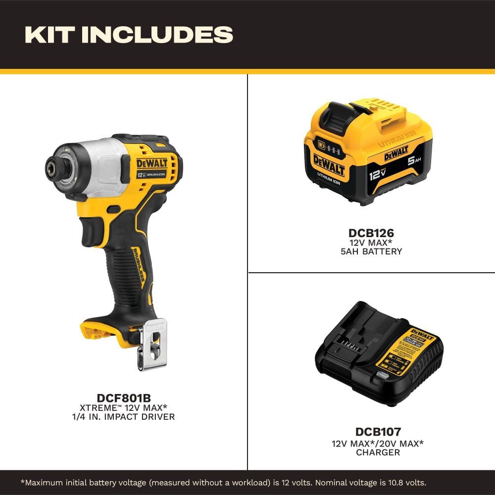 DEWALT XTREME 12V MAX Brushless 1/4 Inch Impact Driver Kit, large image number 3