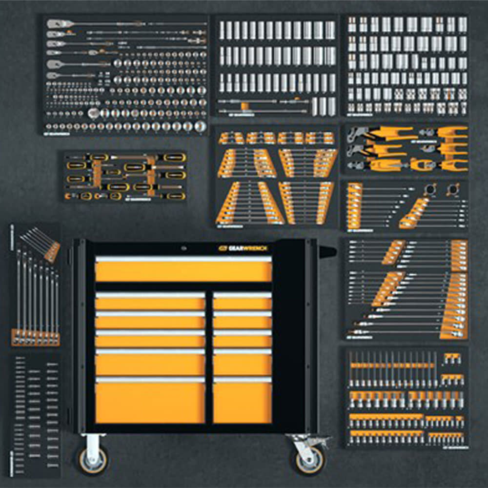 GEARWRENCH 614 Piece Master Mechanics Set with EVA Foam Trays & 42 inch 11 Drawer Industrial Mobile Work Station, large image number 4