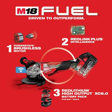 Milwaukee M18 FUEL 4 1/2inch / 5inch Braking Grinder Paddle Switch No Lock Kit, large image number 4
