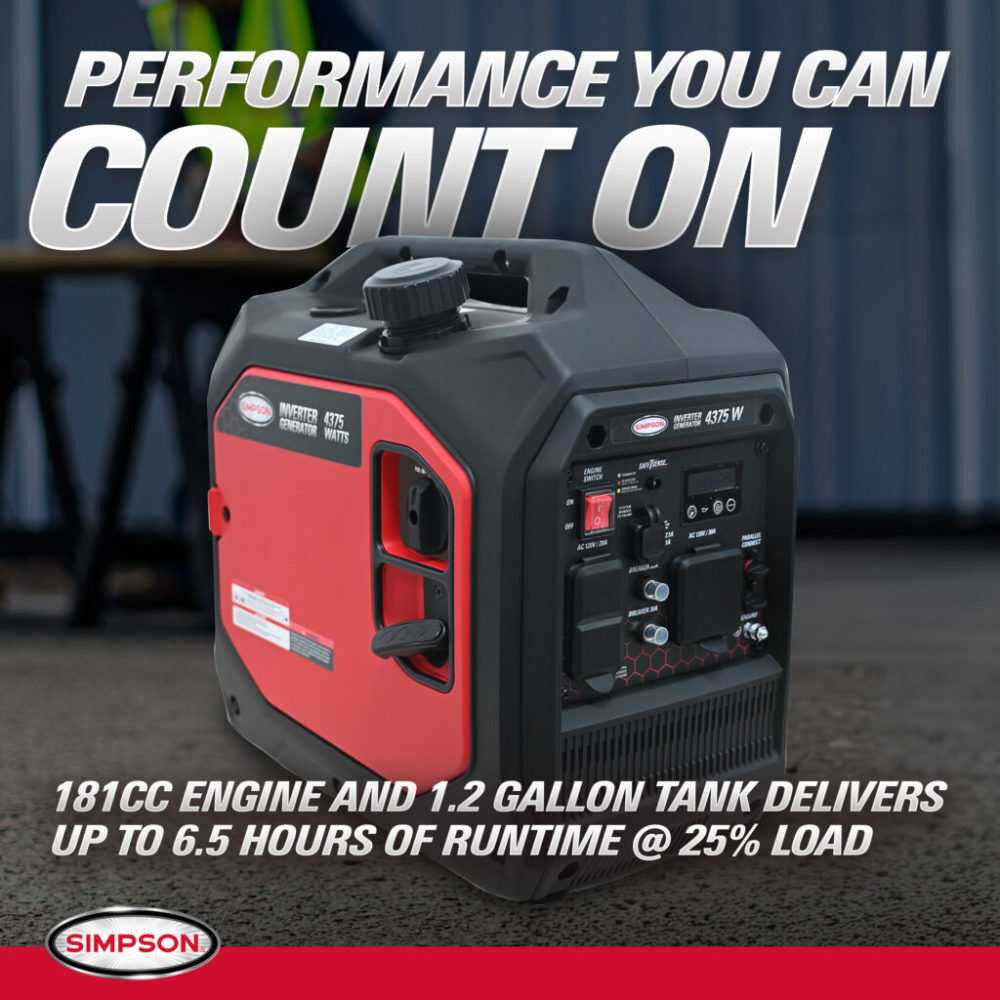Simpson SGS3543 4375 Watt Gas Powered Inverter Generator, large image number 3