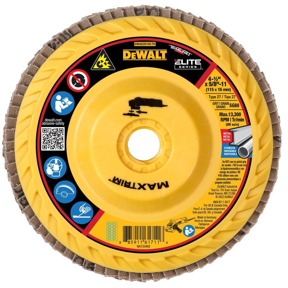 DEWALT 4 1/2in X 5/8in 11 60G T27 XP Ceramic Trim Flap Disc - DWA8281HCTR