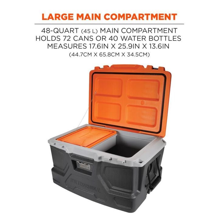 Ergodyne Chill Its 5171 Industrial Hard Sided Cooler 48 Quart Single Orange & Gray, large image number 1