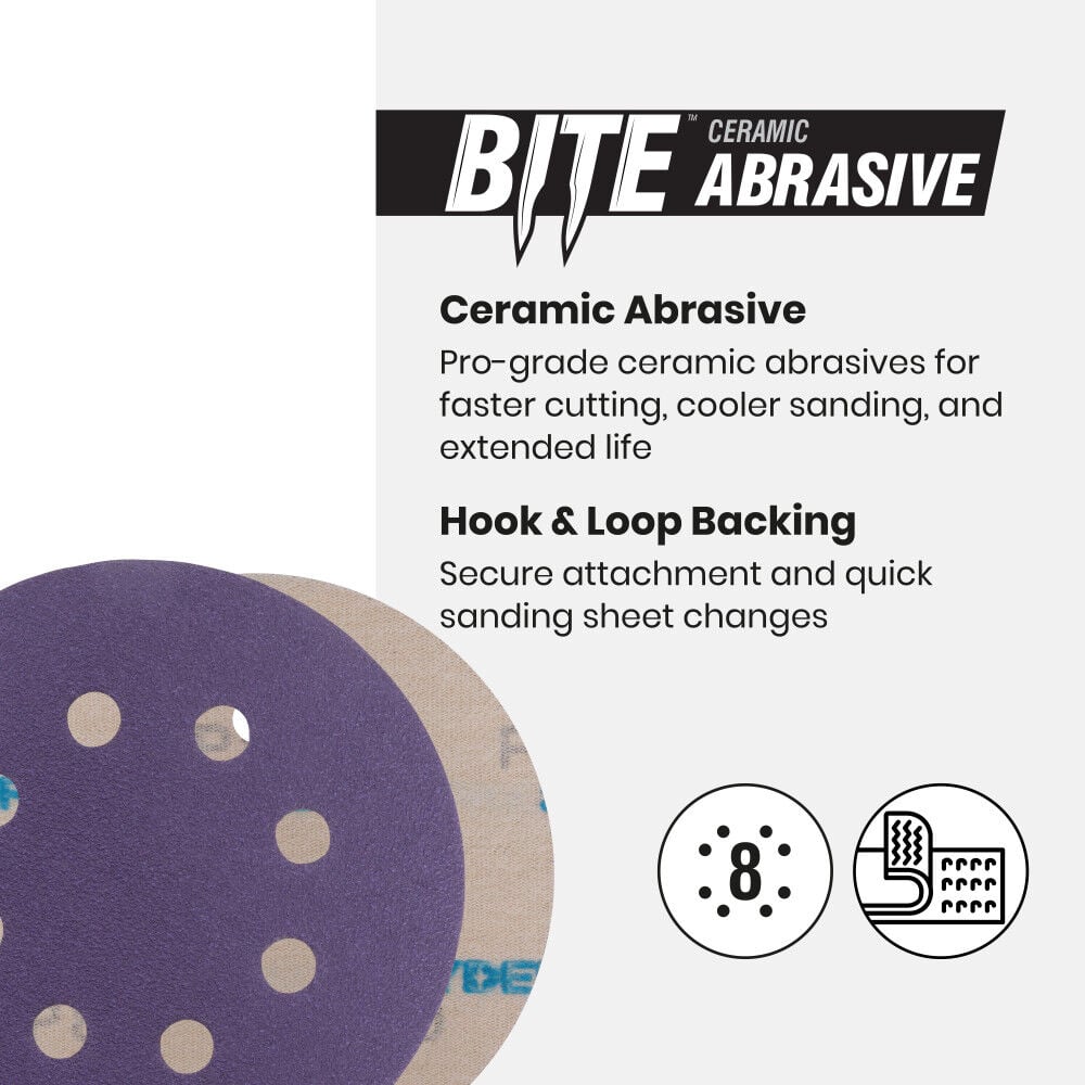 Spyder 220 Grit Ceramic Sanding Discs, 5 Inch 8-Hole Hook & Loop 15 Pieces, large image number 4