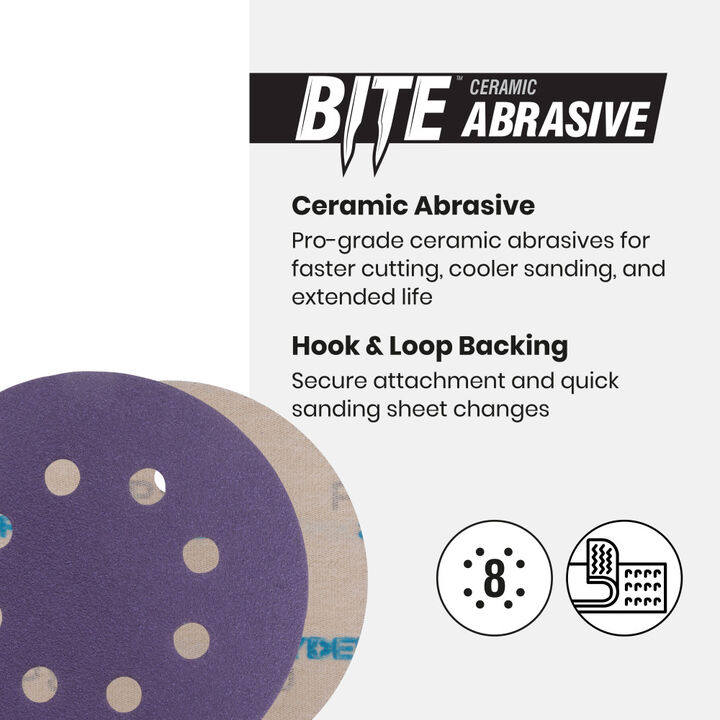 Spyder 220 Grit Ceramic Sanding Discs, 5 Inch 8-Hole Hook & Loop 15 Pieces, large image number 3