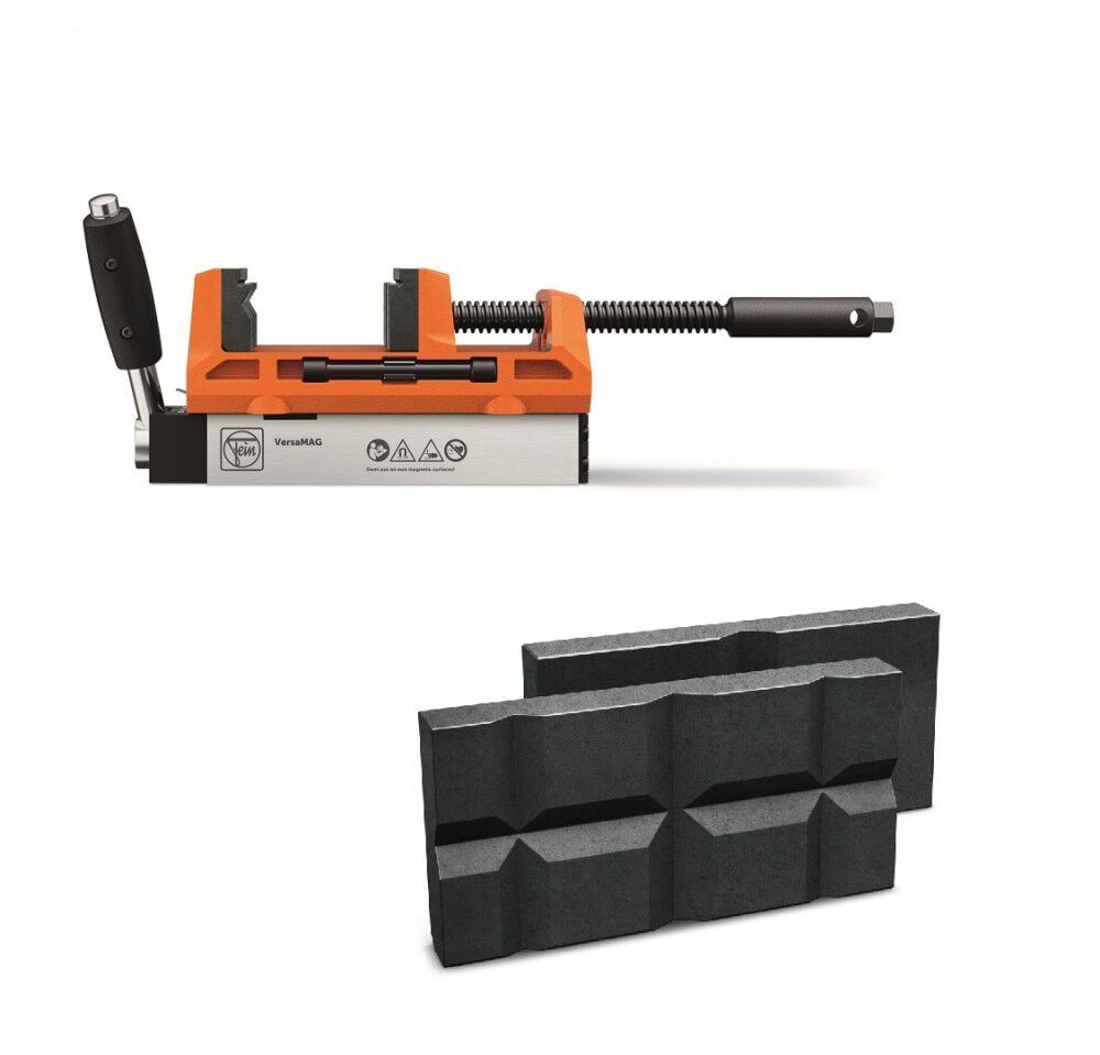 Fein VersaMAG System 4 Inch Portable Magnetic Vise & 2 3/8 Inch Raising Jaws Bundle, large image number 1