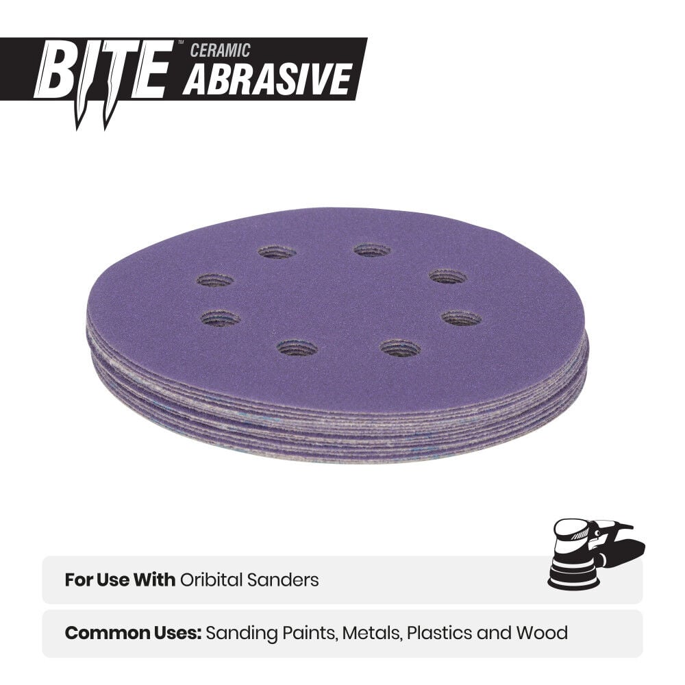 Spyder 220 Grit Ceramic Sanding Discs, 5 Inch 8-Hole Hook & Loop 15 Pieces, large image number 6