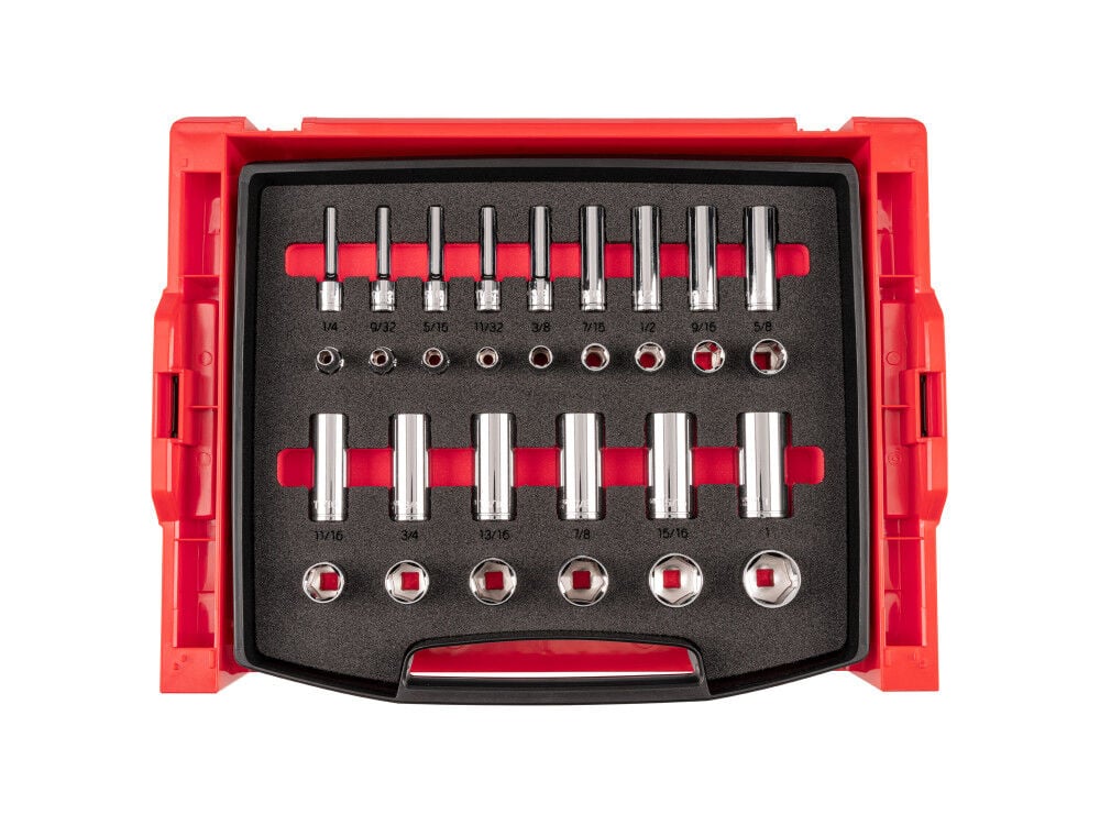 Tekton 3/8 Inch 6 Point Socket Set with Drawer and Rack, 30 Pieces (1/4-1 Inch), large image number 2