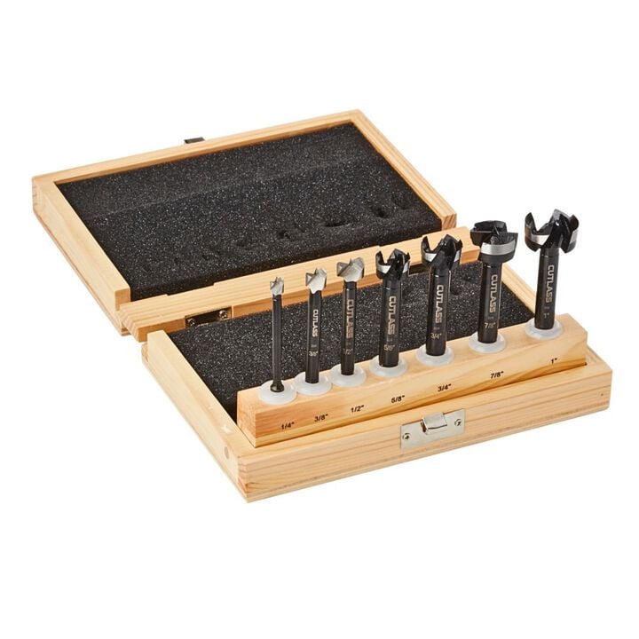 Commander Tool Steel Forstner Bit Set in Wooden Box 7 Pieces