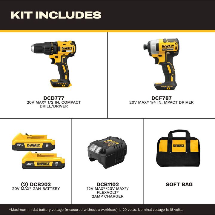 DEWALT 20V MAX Brushless 2 Tool Combo Kit, large image number 2