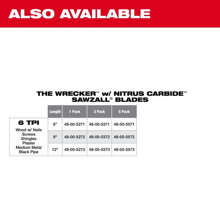 Milwaukee 6inch 6 TPI THE WRECKER with Carbide Teeth SAWZALL Blade 3PK, large image number 8