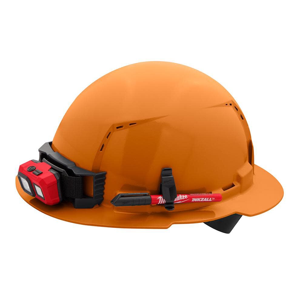Milwaukee Orange Full Brim Vented Hard Hat with 4pt