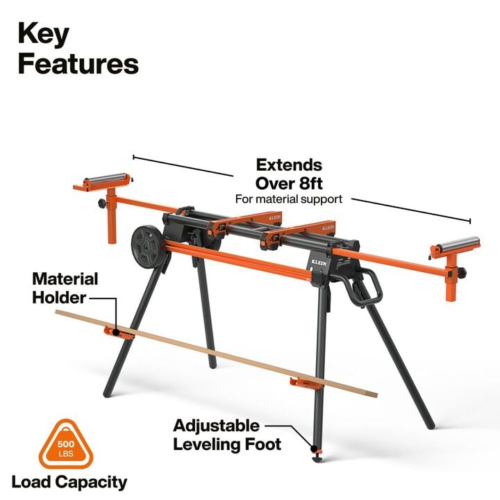 Klein Tools Adjustable Rolling Miter Saw Stand, large image number 1