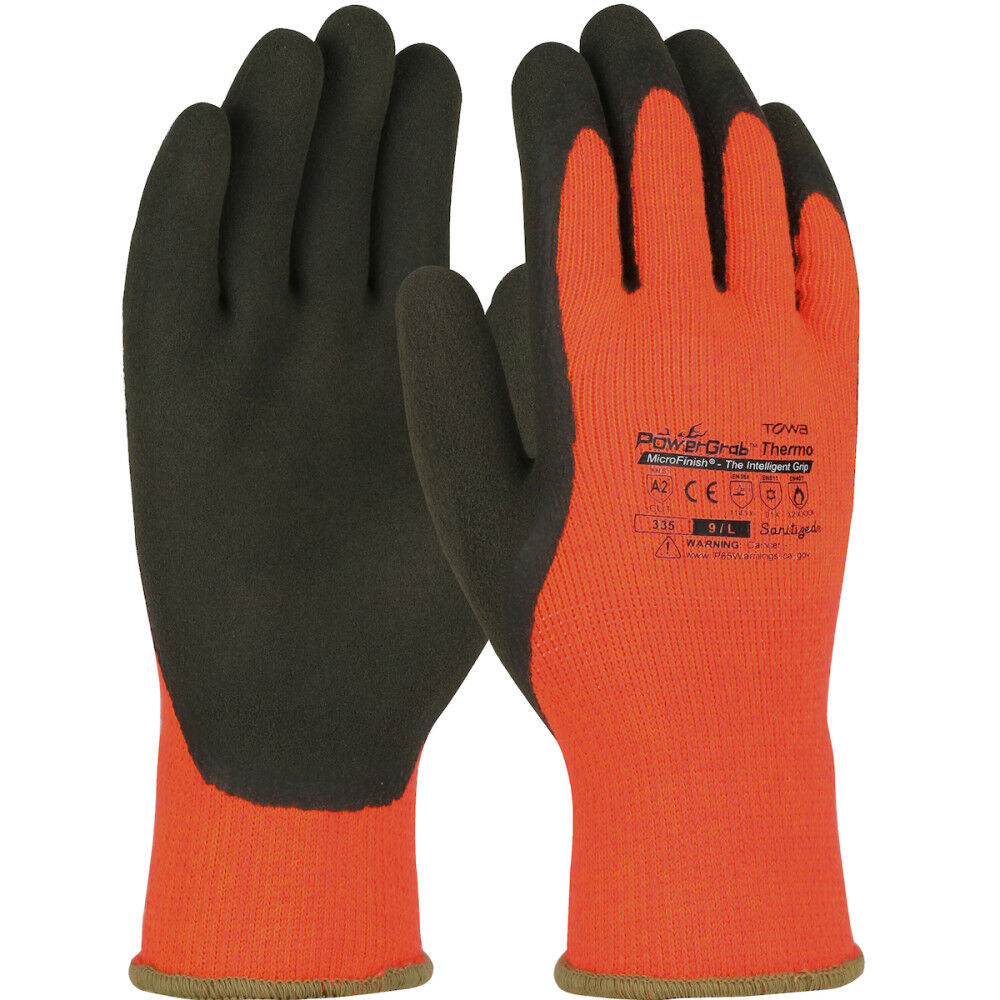 Protective Industrial Products Gloves Hi-Vis Orange PowerGrab Thermo Acrylic Terry Large 12 Pairs Size Large - 41-1400/L