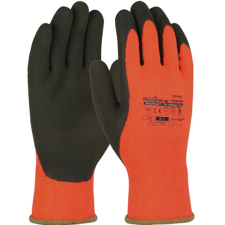 Protective Industrial Products Gloves Hi-Vis Orange PowerGrab Thermo Acrylic Terry Large 12 Pairs