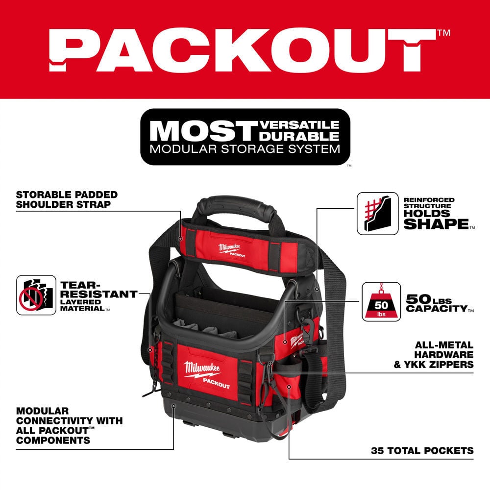 Milwaukee PACKOUT 10 in Structured Tote, large image number 7