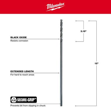 Milwaukee 5/16 in. Aircraft Length Black Oxide Drill Bit, large image number 2